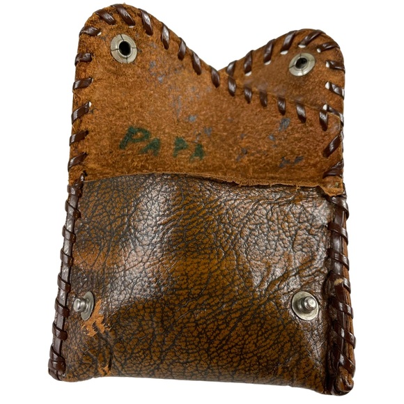 Vintage Handmade Leather Two Compartment Mini Small Pocket Wallet Snap Close VTG - Picture 4 of 11